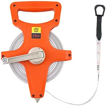 QWORK Open Reel Tape Measure, Fibreglass Surveyors Tape, 50M /165 FT by QWORK