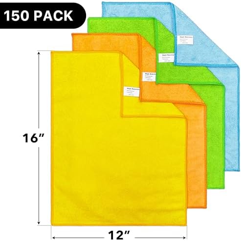 Simple Houseware 12" x 16" Microfiber Cleaning Cloth 150 Pack, 4 Colors - Image 2
