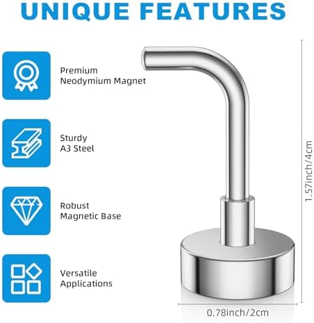 6Pack Heavy Duty Magnetic Hooks, Strong Neodymium Magnetic Hangers - Image 2