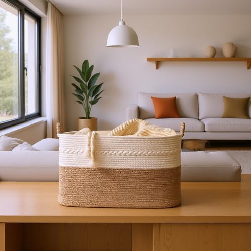 Extra large laundry basket woven from natural cotton rope - Image 4