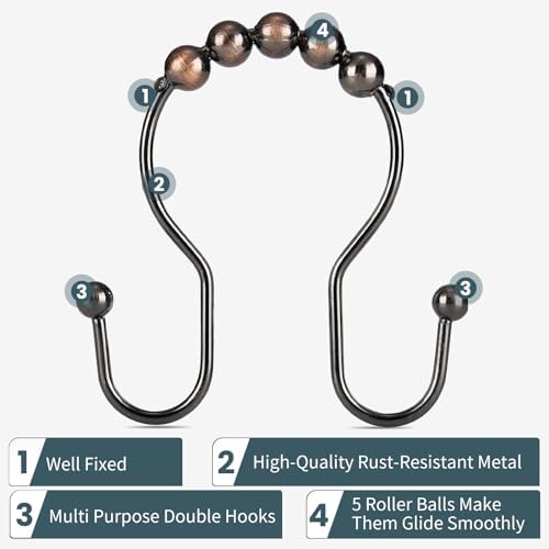 Shower Curtain Hooks, OEH Shower Curtain Rings, Bronze Shower Curtain Hooks - Image 3
