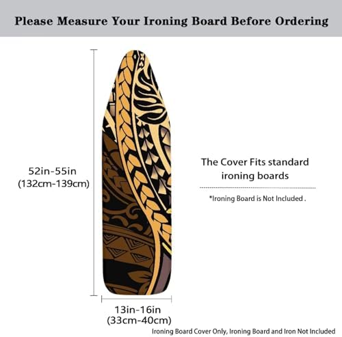 Golden Tribe Stripe Ironing Board Cover Stain Resistant Tropical Monstera - Image 3