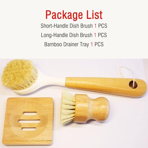 Vegetable & Dish Brush Set, Natural Sisal Bristle Kitchen Brush - Image 7