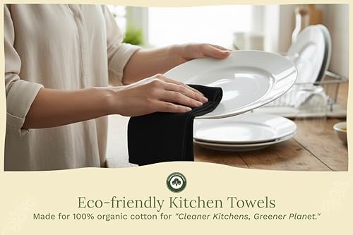 Organic Cotton Black Tea Towels - Image 2
