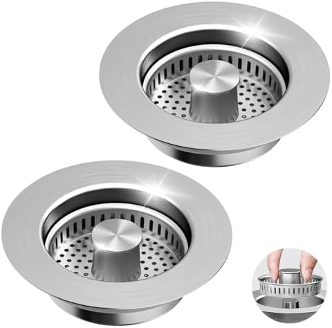 3 in 1 Kitchen Sink Drain Strainer & Sink Stopper, 304 Stainless Steel Pop Up by GGV