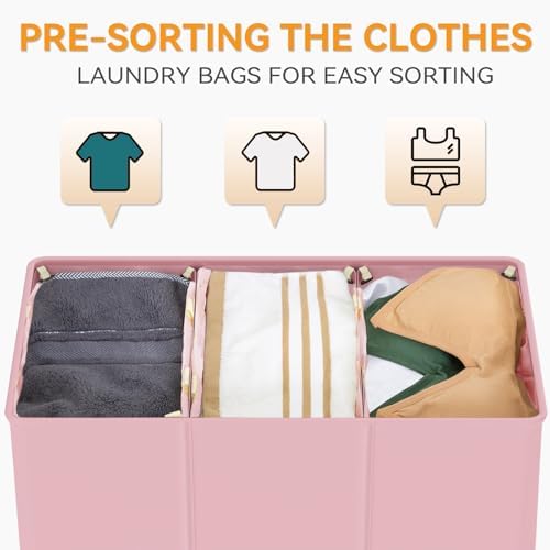 WOWLIVE 180L Laundry Hamper 3 Section, Large Laundry Basket - Image 5