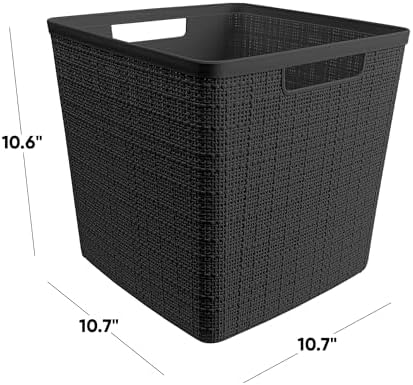 Curver Set of 4 Large Cube 17L Jute Decorative Plastic Organization and Storage - Image 2