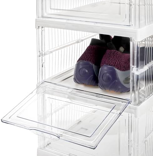 Hedume 6 Pack Clear Shoe Boxes Stackable, Drop Front Shoe Storage Box, No - Image 3