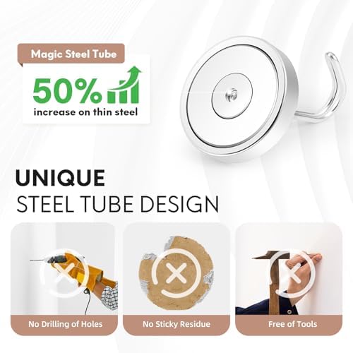 Neosmuk Magnetic Swing Hooks, 130lb Cruise Silver Hooks, 6 Pack - Image 3