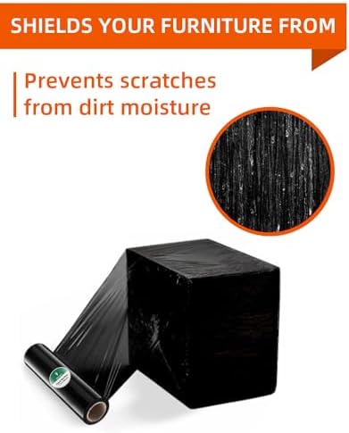 Black Stretch Wrap Film, Shrink Wrap 18in x 1500ft 4 Pack, Heavy Duty Privacy - Image 6