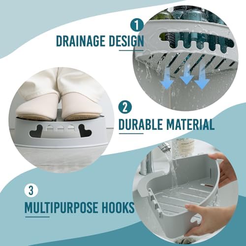 TAILI Corner Shower Caddy Suction Cups, Wall Organizer Plastic Rack - Image 4