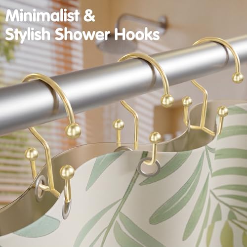OEH Shower Curtain Hooks, Metal Shower Curtain Rings, Double Shower Rings - Image 3