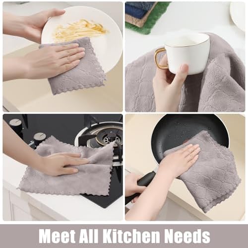 Homaxy Super Soft 12 Pack Kitchen Towels and Dishcloths Set - Image 5