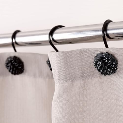 Matte Black Shower Curtain Hooks: Rust Proof Metal Curtain Rings - Image 6