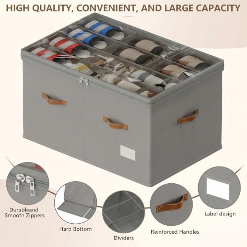 Shoe Organizer for Closet, 2 Pack Shoe Storage Bins Foldable Shoe Storage Box - Image 6