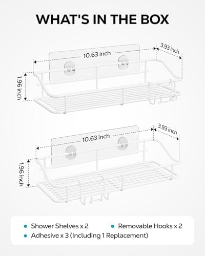 Nieifi Shower Caddy Adhesive, Shower Shelves, Shampoo Holder - Image 7