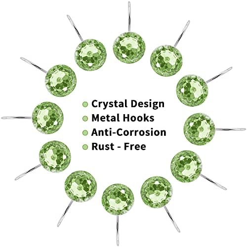 Sage Diamond Crystal Bling Shower Curtain Hooks Rings - Image 4