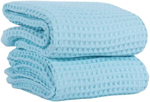 PÜSKÜL Natural 100% Turkish Cotton Waffle Bath Towels Set of 2, Extra-Large by P%C3%BCsk%C3%BClTextile
