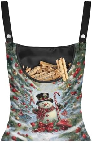 Snowman Clothespin Bag Christmas 2025 Hanging Storage Organizer Clothes Pin Bag by CREAMIC