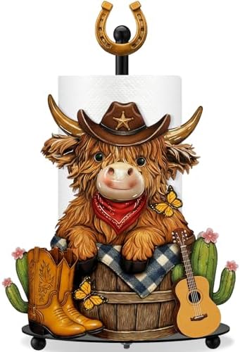Chunful Western Cowboy Highland Cow Paper Towel Holder Cowboy Kitchen Bathroom by Chunful