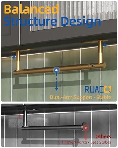 RUACQ Paper Towel Holder Under Cabinet, Stainless Steel, Brushed Gold - Image 3