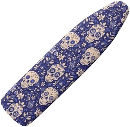 Halloween Skull Ironing Board Cover, Boho Style Skulls Flower Field 15x 54 by Daulesho