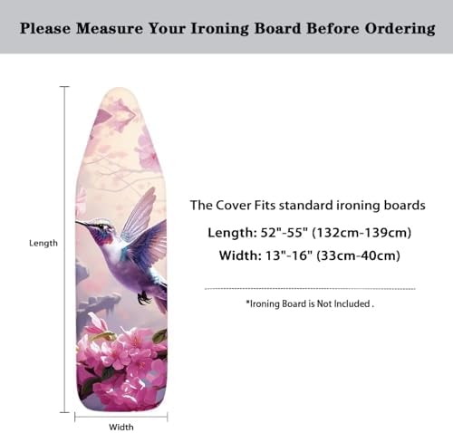 DISNIMO Pink Floral Hummingbird Ironing Board Cover and Pad 15x54 - Image 6