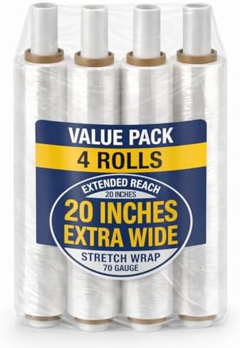 BOX USA Stretch Wrap Extra Wide Stretch Film Roll - 20 in Wide & 1000 ft long by BOXUSA