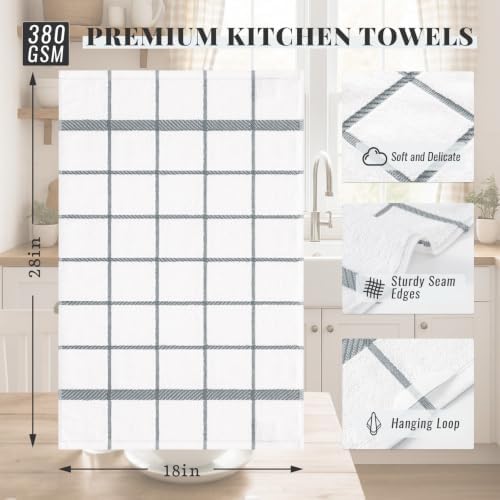 Homaxy Terry Stripe Kitchen Towels 18"x28", 6 Pack - Image 2