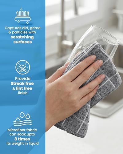 Utopia Towels 12 Pack Microfiber Fingertip Wash Cloths 12x12 Inch Grey - Image 4