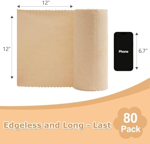 Jessy Home 80 Pack Microfiber Cleaning Cloth Roll Reusable Paper Towels 12"x12" - Image 2