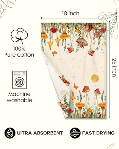 Miss Adola 150GSM Flour Sack Kitchen Towels Set of 2, Mushroom Moon - Image 5