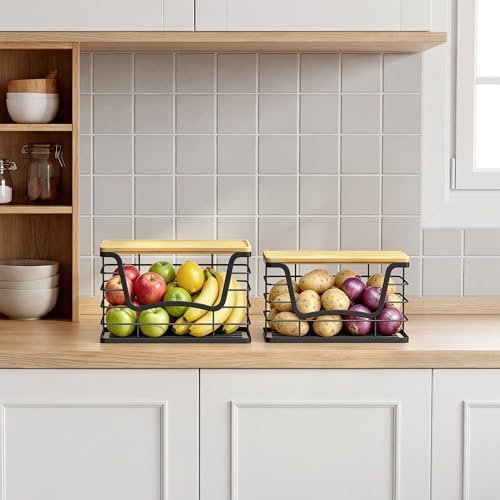 ALOCEO 2 Pack Stackable Wire Storage Basket - Image 4