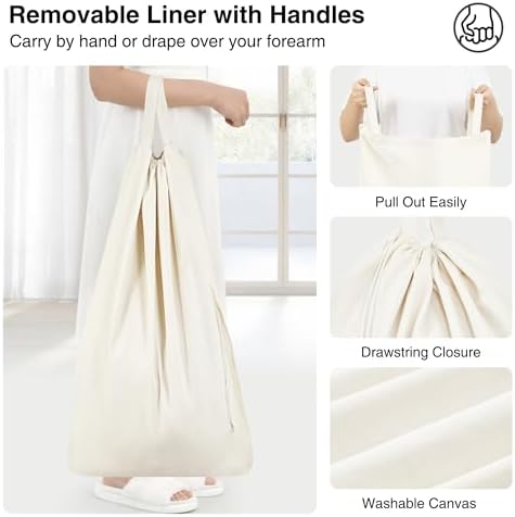 STO STO Laundry Hamper with Lid, 90L Sturdy Steel-Frame Clothes Hamper with - Image 5
