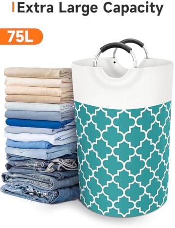 Large Laundry Basket, 75L Tall Collapsible Hamper - Image 5