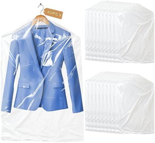 40 Pack Clear Garment Bags for Clothes by Unknown