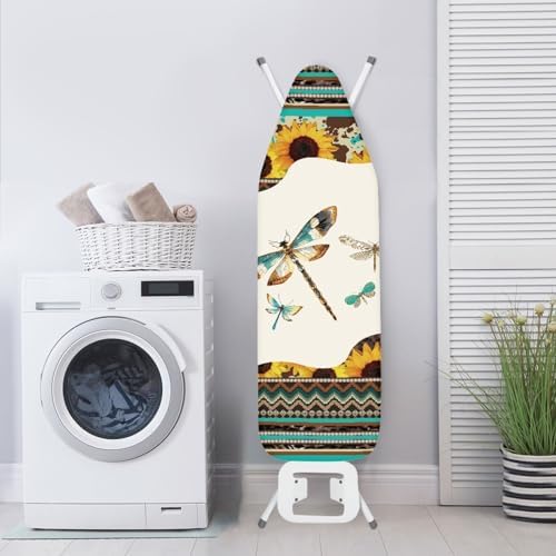 GLENLCWE Tribal Stripe Ironing Board Cover, Hippie Dragonfly Sunflower Iron - Image 3