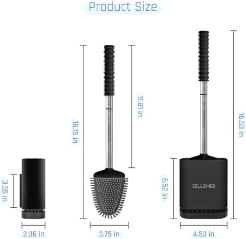 Sellemer Silicone Toilet Brush, Ventilation Slots Base Holder 3 Pack - Image 7