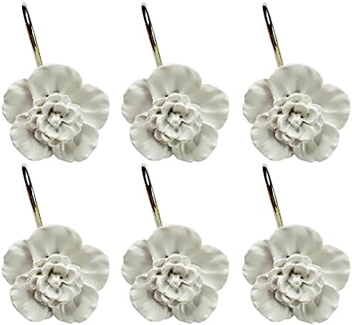 Twofishes White Flower Shower Curtain Hooks Set of 12 Home Fashion Decorative - Image 3