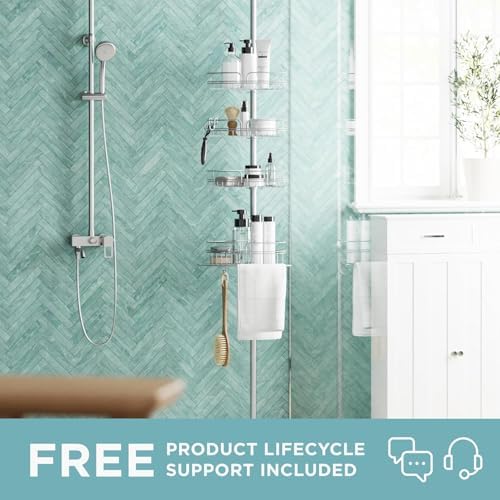 Zenna Home Tension Pole Shower Caddy Corner Organizer, Adjustable Standing - Image 2