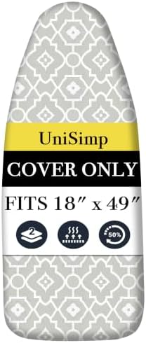 UniSimp Ironing Board Cover and Pad 18"x49" Extra Thick Natural Cotton by UniSimp