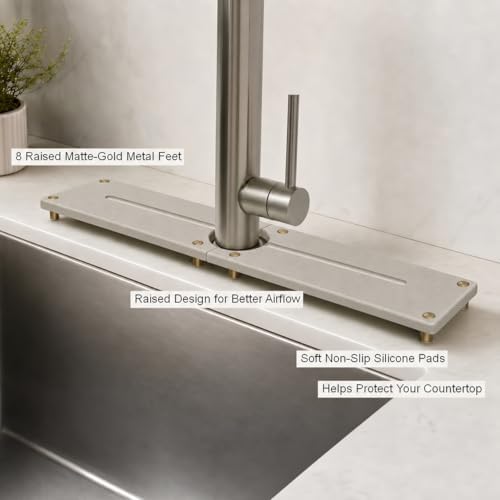 2PCS Stone Faucet Mat for Kitchen Sink, Water Absorbing Sink Tray Organizer for - Image 4