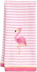 Ritz 2-Piece Cotton Velour Bathroom Hand Towel Set, Embroidered Flamingo Design by RITZ