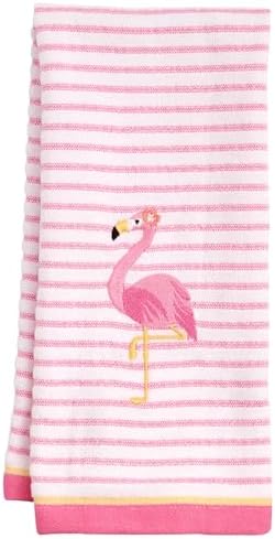 Ritz 2-Piece Cotton Velour Bathroom Hand Towel Set, Embroidered Flamingo Design by RITZ