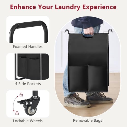 Tajsoon 5 Bag Laundry Sorter Cart, Laundry Hamper 5 Section, 5 Colors - Image 5