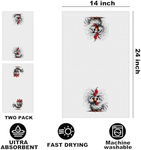 2 Pcs Funny Chicken Kitchen Towels, Chickens Gifts Absorbent Hand Towel - Image 2