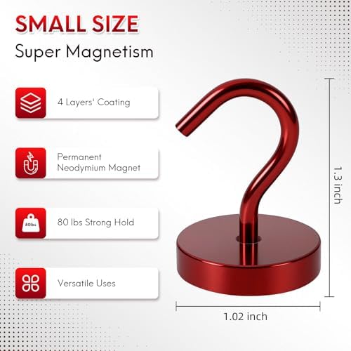 Neosmuk Magnetic Hooks Large Opening, 80lb+ Cruise Hooks, 6 Pack - Image 6