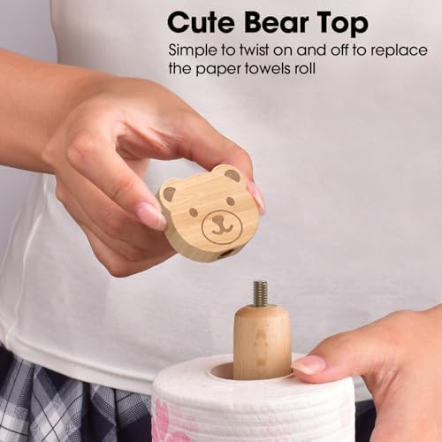 KitchLife Cute Wooden Paper Towel Holder Countertop - Image 4