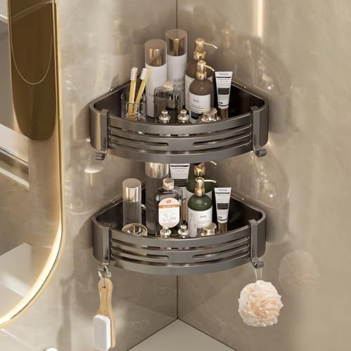 Corner Shower Caddy, Adhesive Shower Corner Organizer Shelves by Fafua