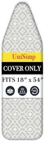 UniSimp Ironing Board Cover and Pad 18"x54" Extra Thick Natural Cotton Scorch & by UniSimp